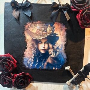 Gothic Wall Art with Cats and Roses